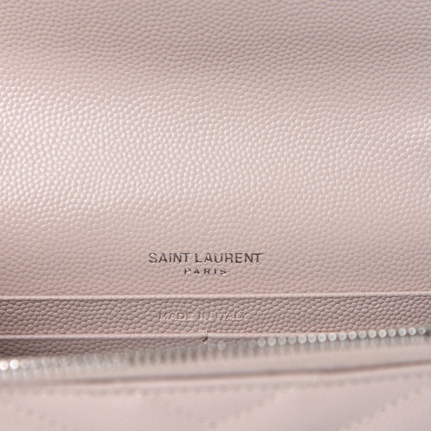 Saint Laurent Grain De Poudre Matelasse Chevron Monogram Envelope Chain Wallet Pink White 9 of 12
