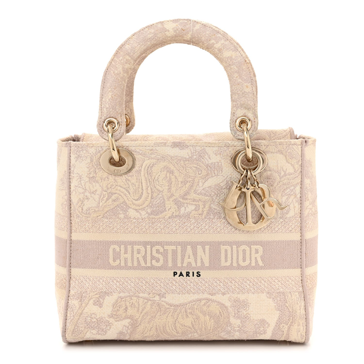 Christian Dior Canvas Toile De Jouy Reverse Embroidered Medium Lady D-Lite Rose 1 of 12