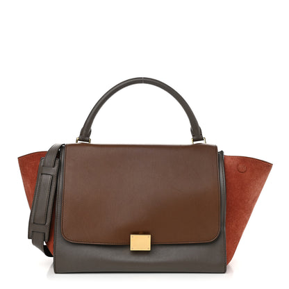 Celine Smooth Calfskin Suede Medium Tri-Color Trapeze Terracotta 1 of 9