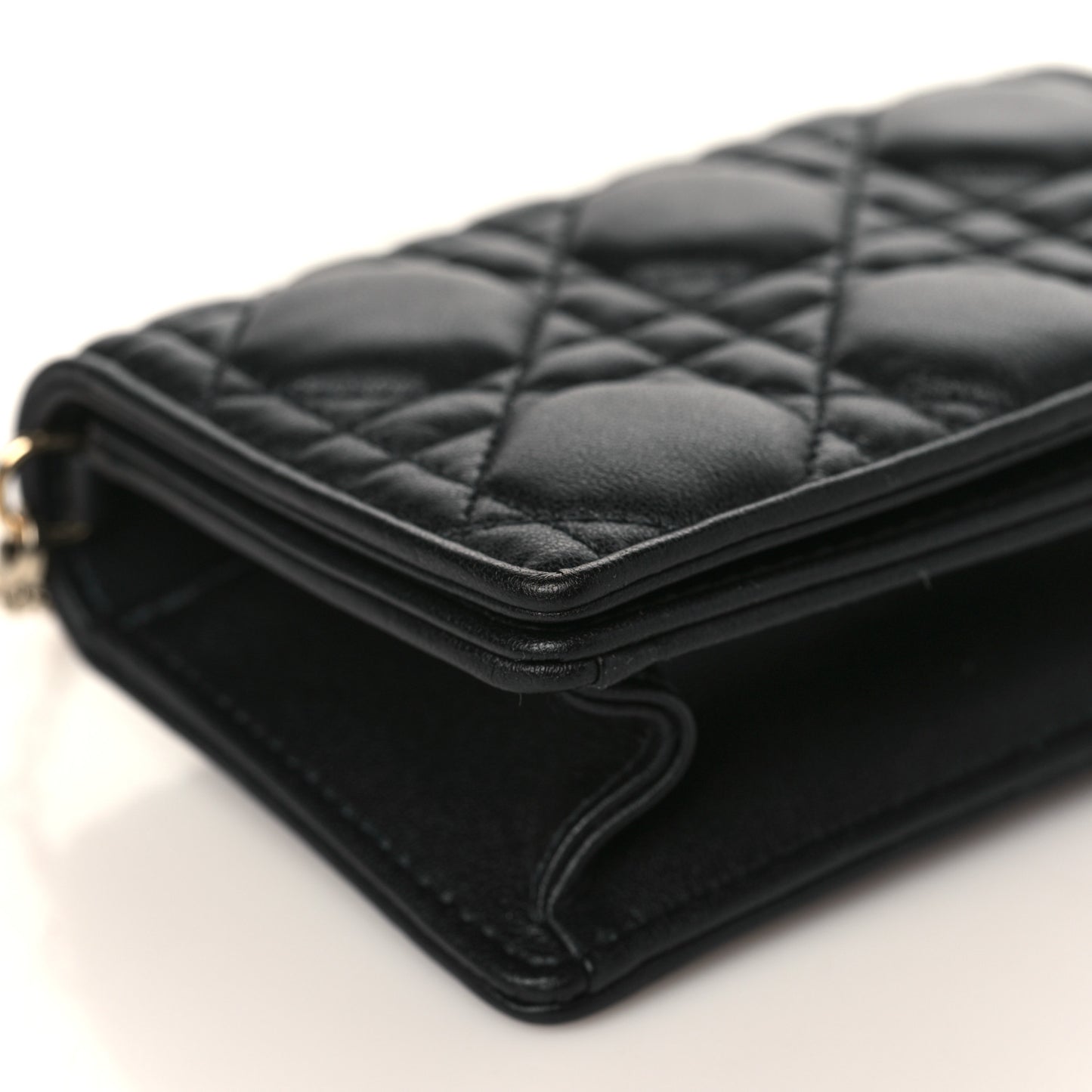 Lambskin Cannage Mini Waist Pouch on Chain Black