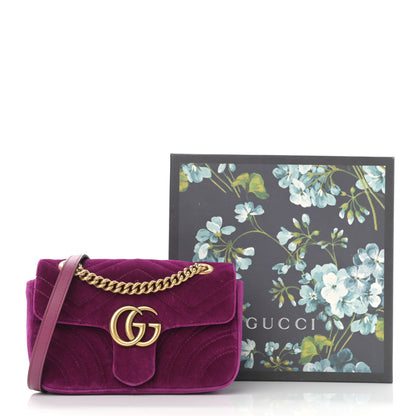Gucci Velvet Matelasse Mini GG Marmont Shoulder Bag Fuchsia Violet Cyclamen 14 of 14
