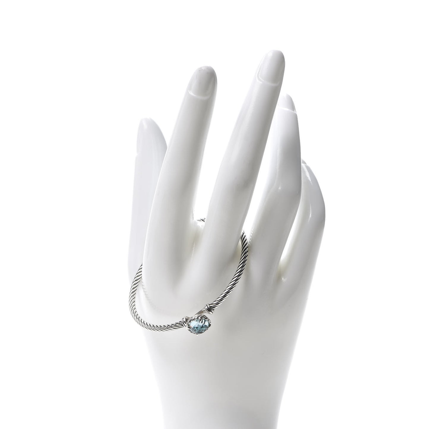 Sterling Silver Blue Topaz 3mm Chatelaine Bracelet