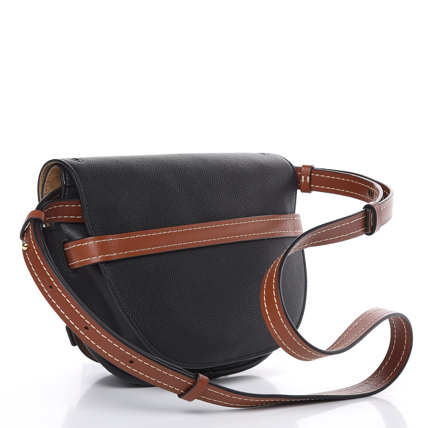Grained Calfskin Small Gate Crossbody Bag Pecan Black