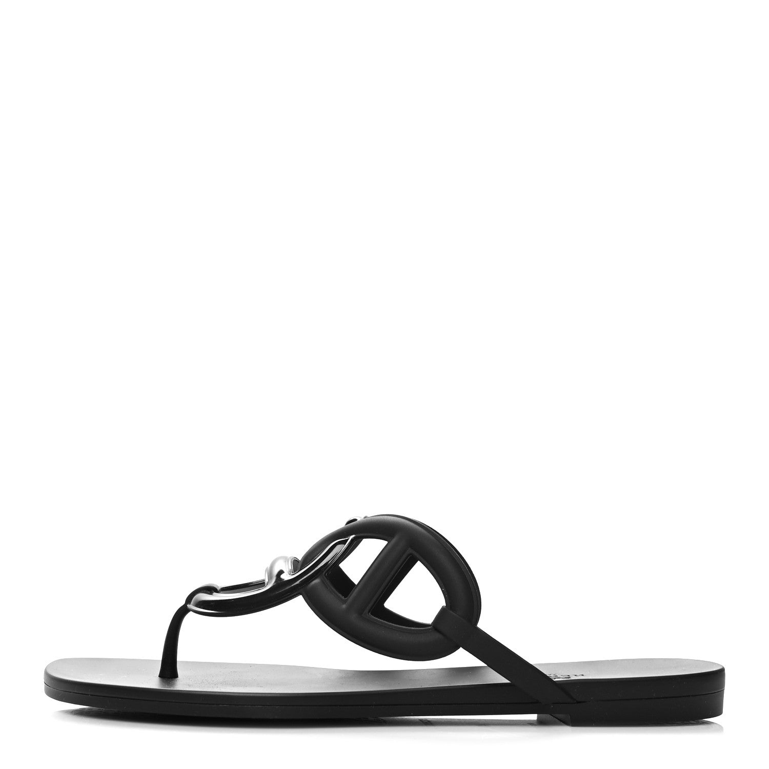 Hermes Rubber Womens Egerie Sandals 40 Black 1 of 9