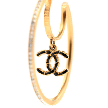 Chanel Crystal CC Drop Hoop Earrings Gold 6 of 6