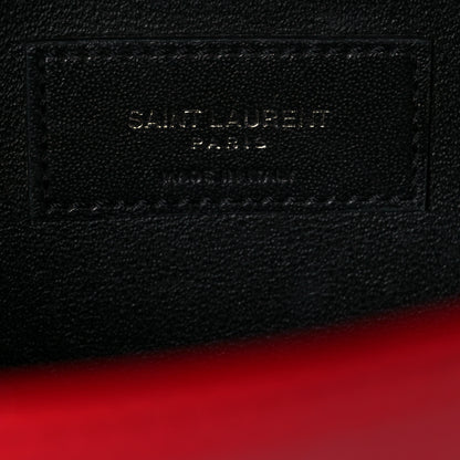 Saint Laurent Calfskin Crocodile Embossed Medium Classic Monogram Kate Tassel Satchel Red 6 of 11