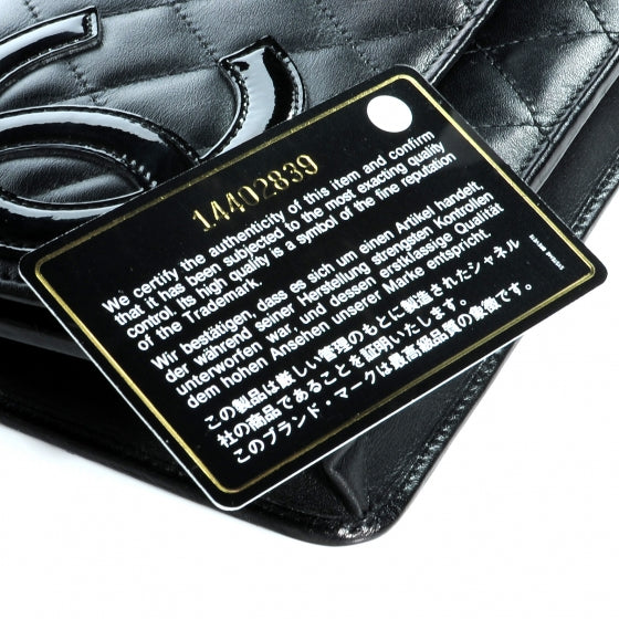 Calfskin Quilted Cambon Wallet On Chain WOC Black