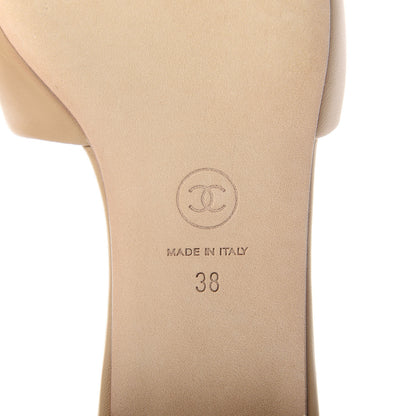 Chanel Lambskin Enamel CC Mules 38 Beige 8 of 9