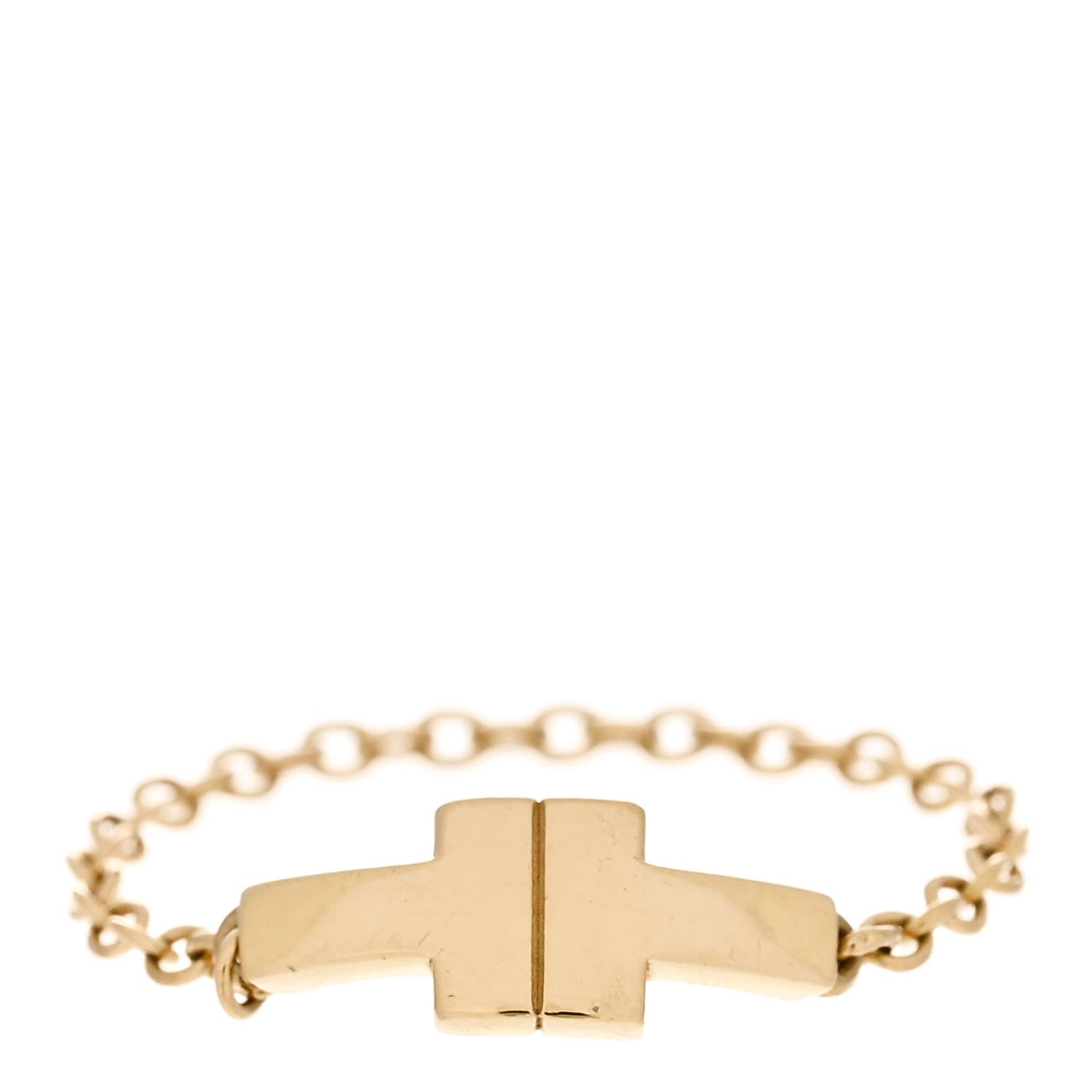 Tiffany 18K Yellow Gold T Chain Ring 53 6.25 1 of 4