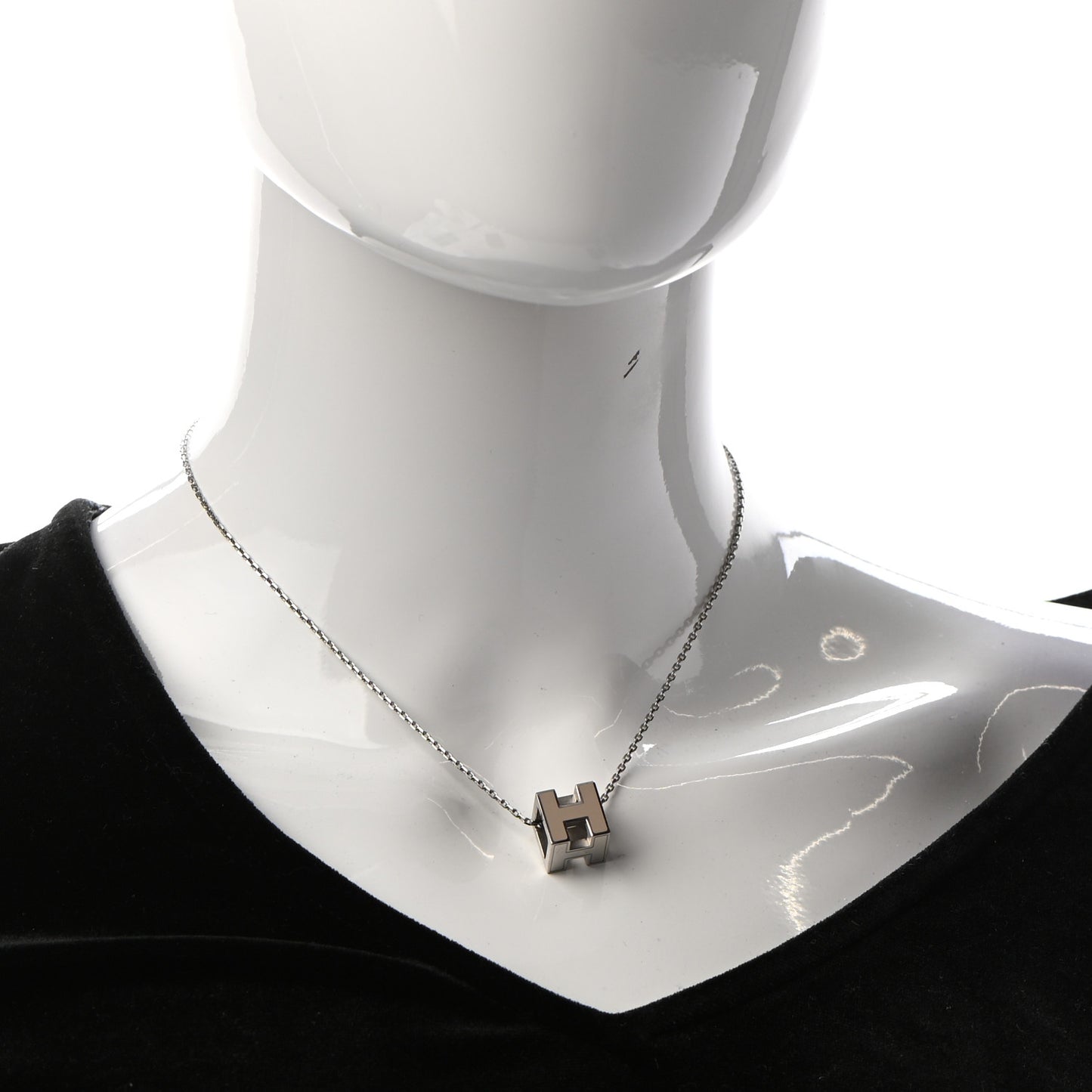 Lacquered Palladium Cage d'H Pendant Necklace Marron Glace