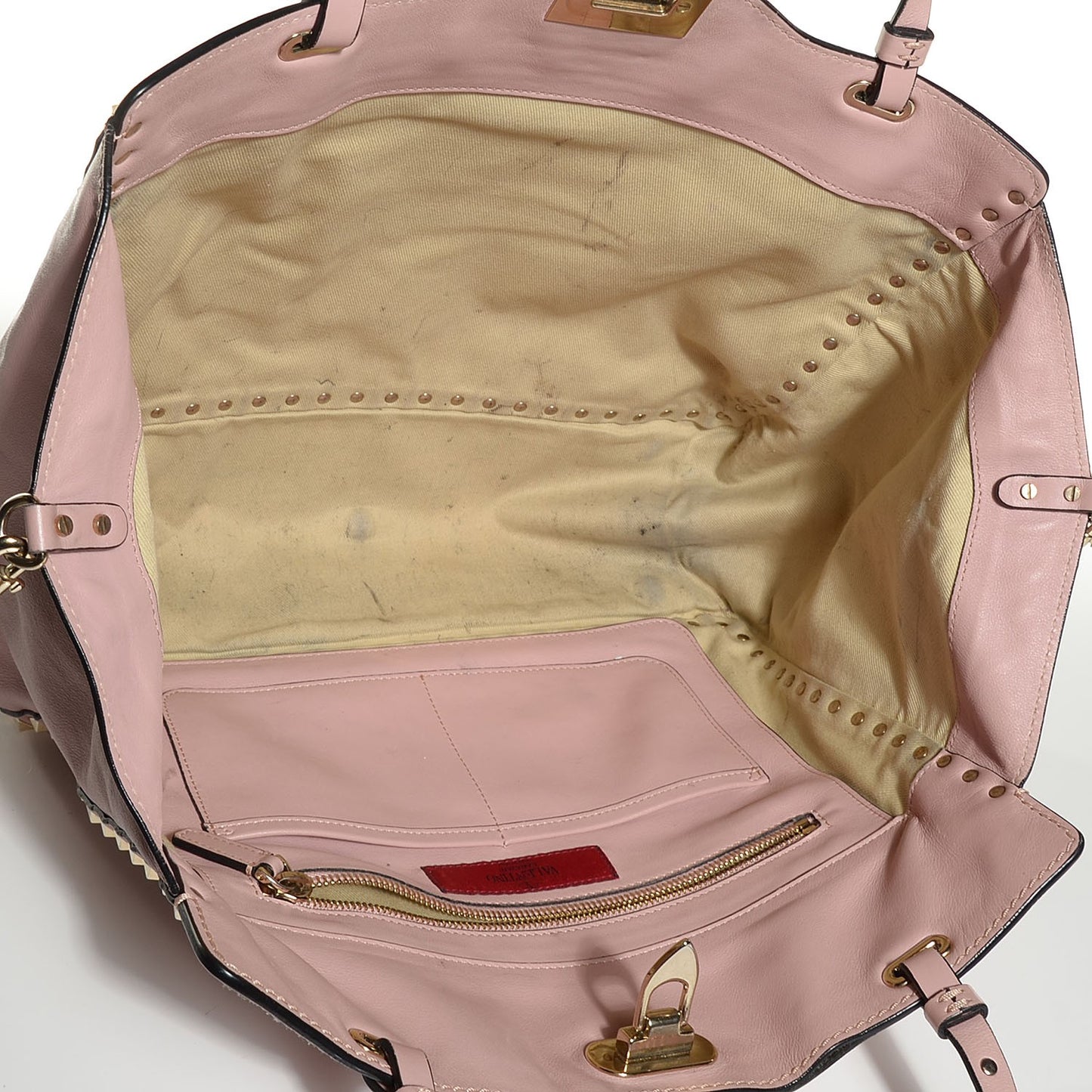Vitello Medium Rockstud Tote Pink