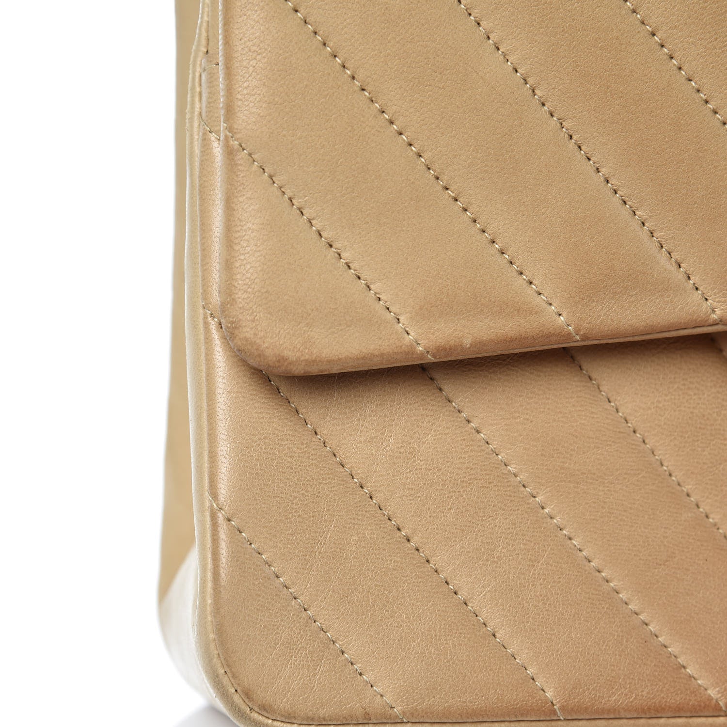 Chanel Lambskin Chevron Quilted Medium Double Flap Beige 12 of 21