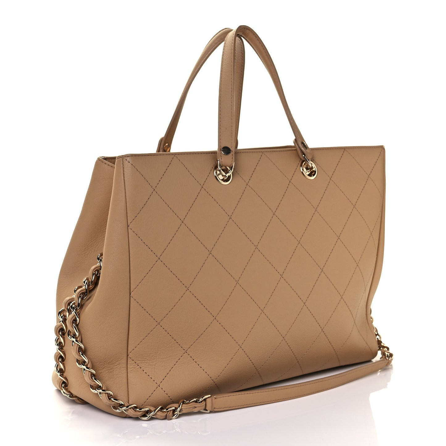 Bullskin Stitched Medium Shopping Bag Beige