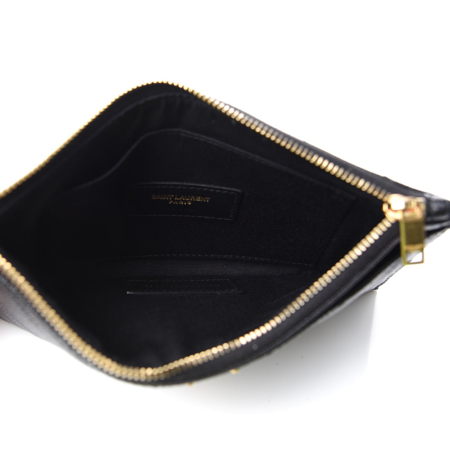 Saint Laurent Grain De Poudre Chevron Monogram Bill Pouch Black 5 of 7