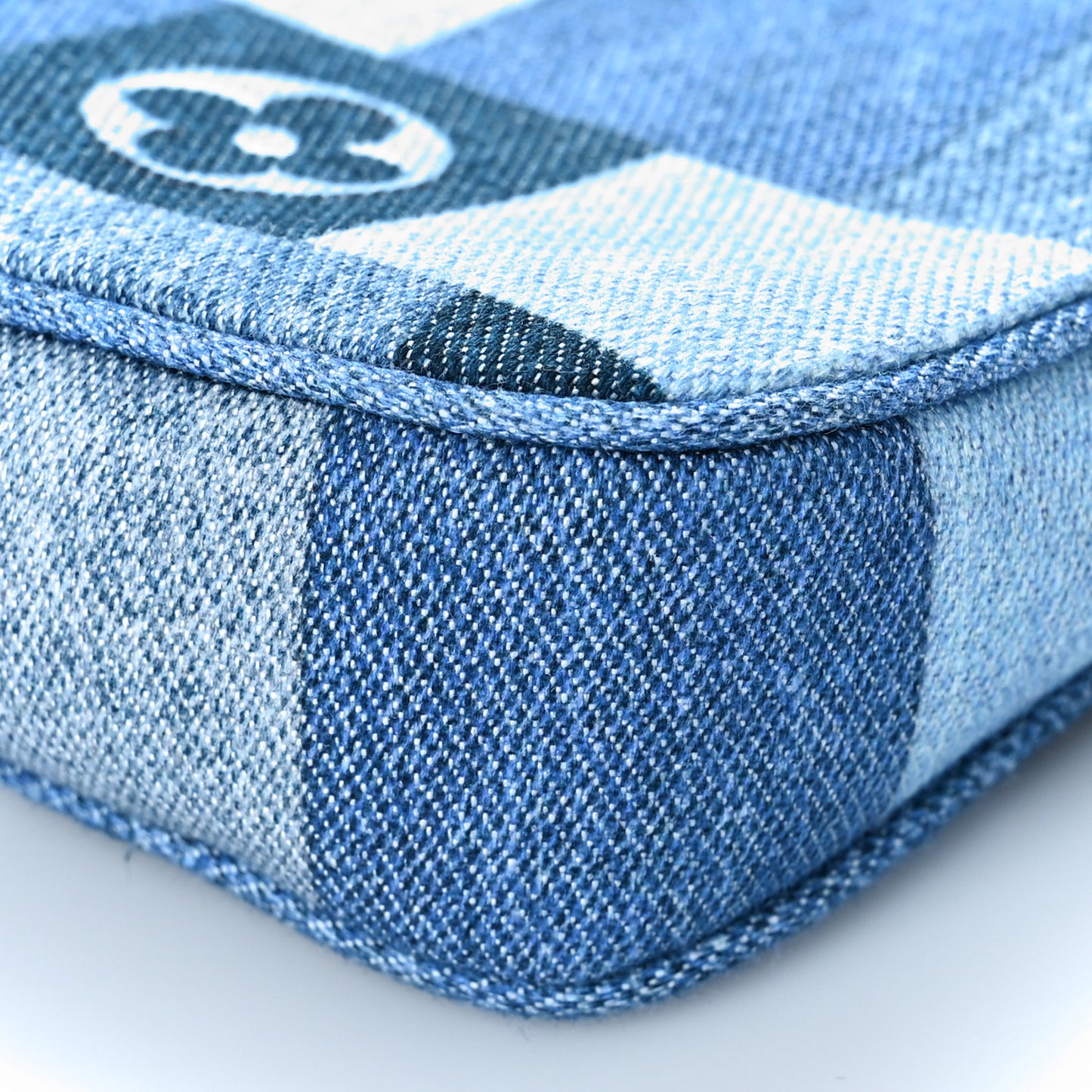 Denim Damier Monogram Patchwork Multi Pochette Accessories Blue Rouge