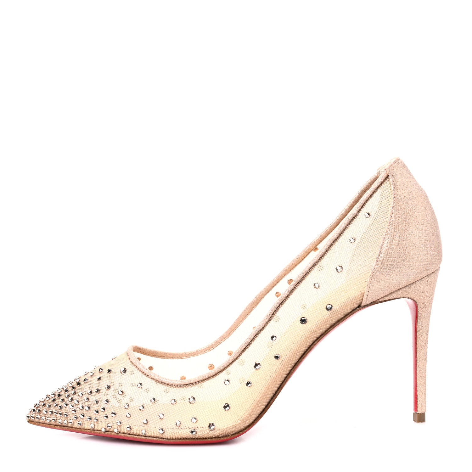 Christian Louboutin Suede Lame Crystal Strass Follies 85 Pumps 38 Light Silk 1 of 8