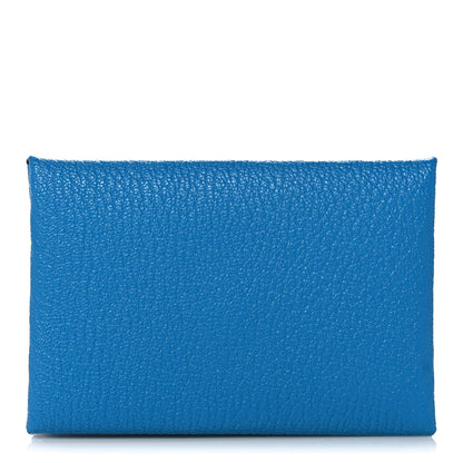 Hermes Chevre Mysore Verso Calvi Card Case Bleu Frida Cuivre 1 of 8