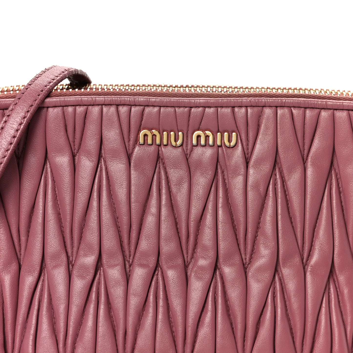 Vitello Lux Matelasse Double Zip Shoulder Bag Rosa
