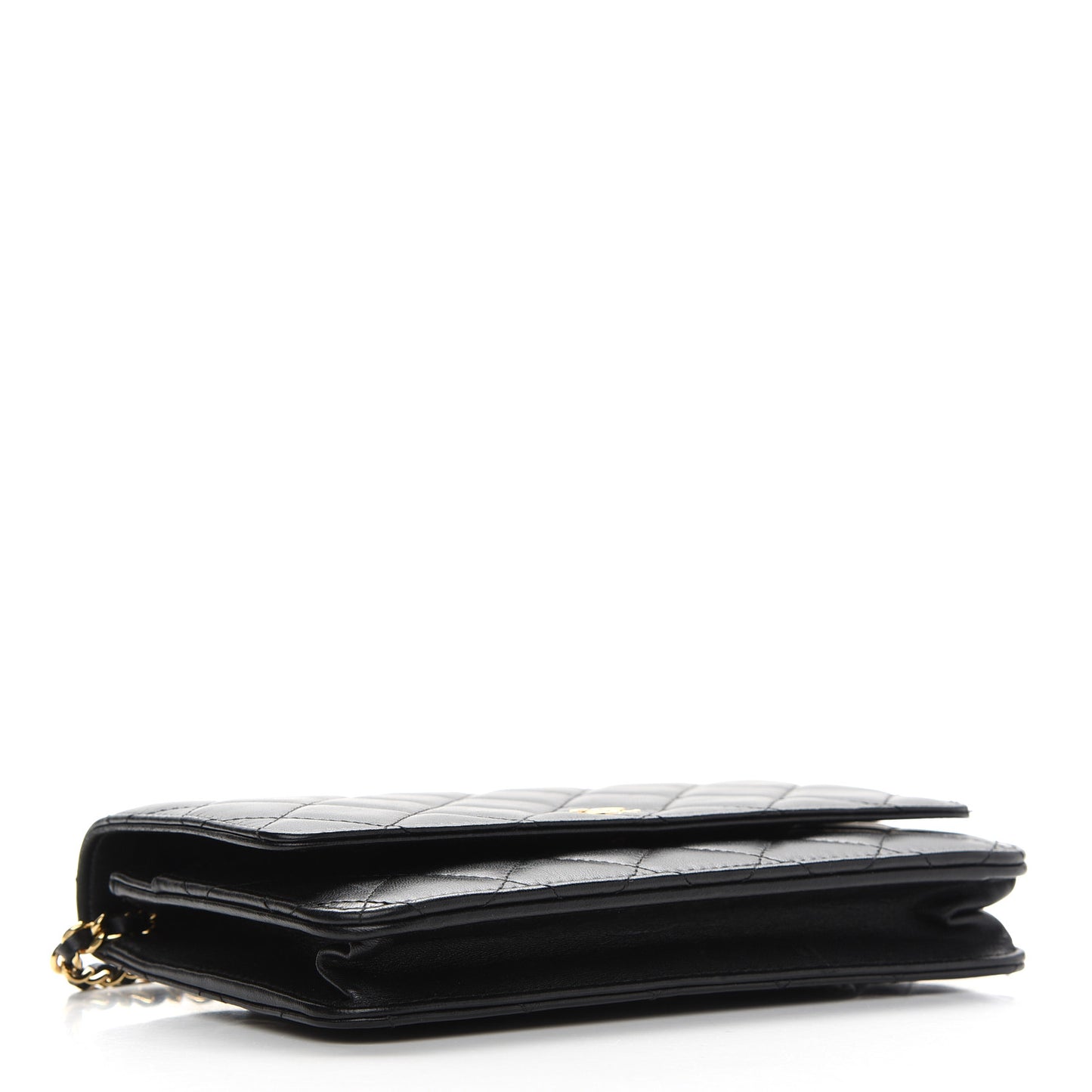Lambskin Quilted Wallet On Chain WOC Black