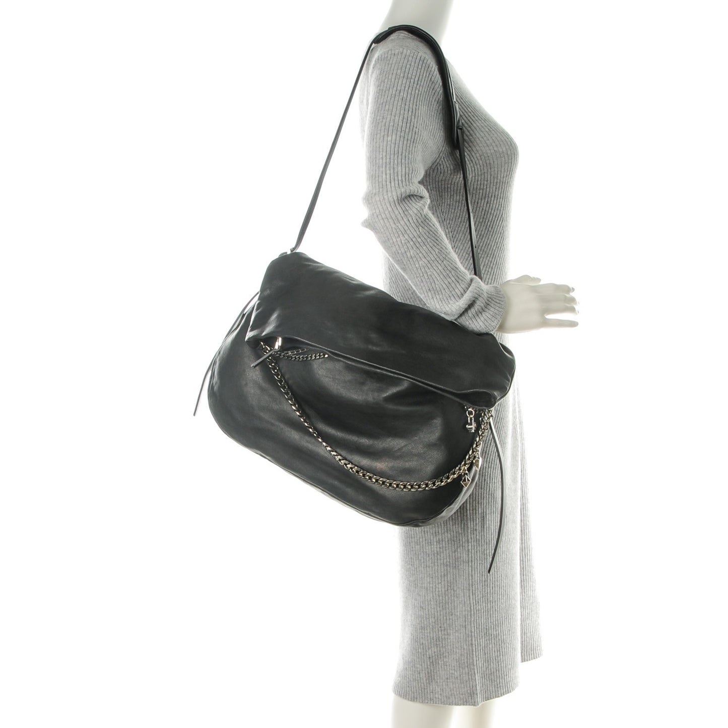 Lambskin Large Biker Hobo Black