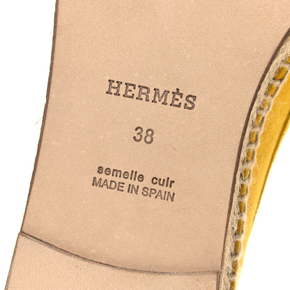 Hermes Suede Goatskin Womens Trip Espadrilles 38 Jaune Citron 7 of 9