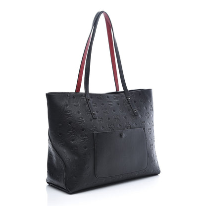 MCM Calfskin Ottomar Monogram Medium Klara Shopper Tote Black 3 of 10