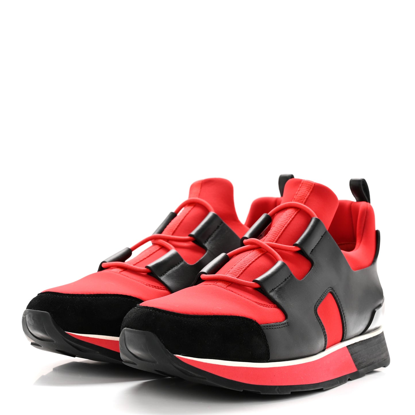 Technical Canvas Calfskin Goatskin Womens Player Sneakers 39 Rouge Black