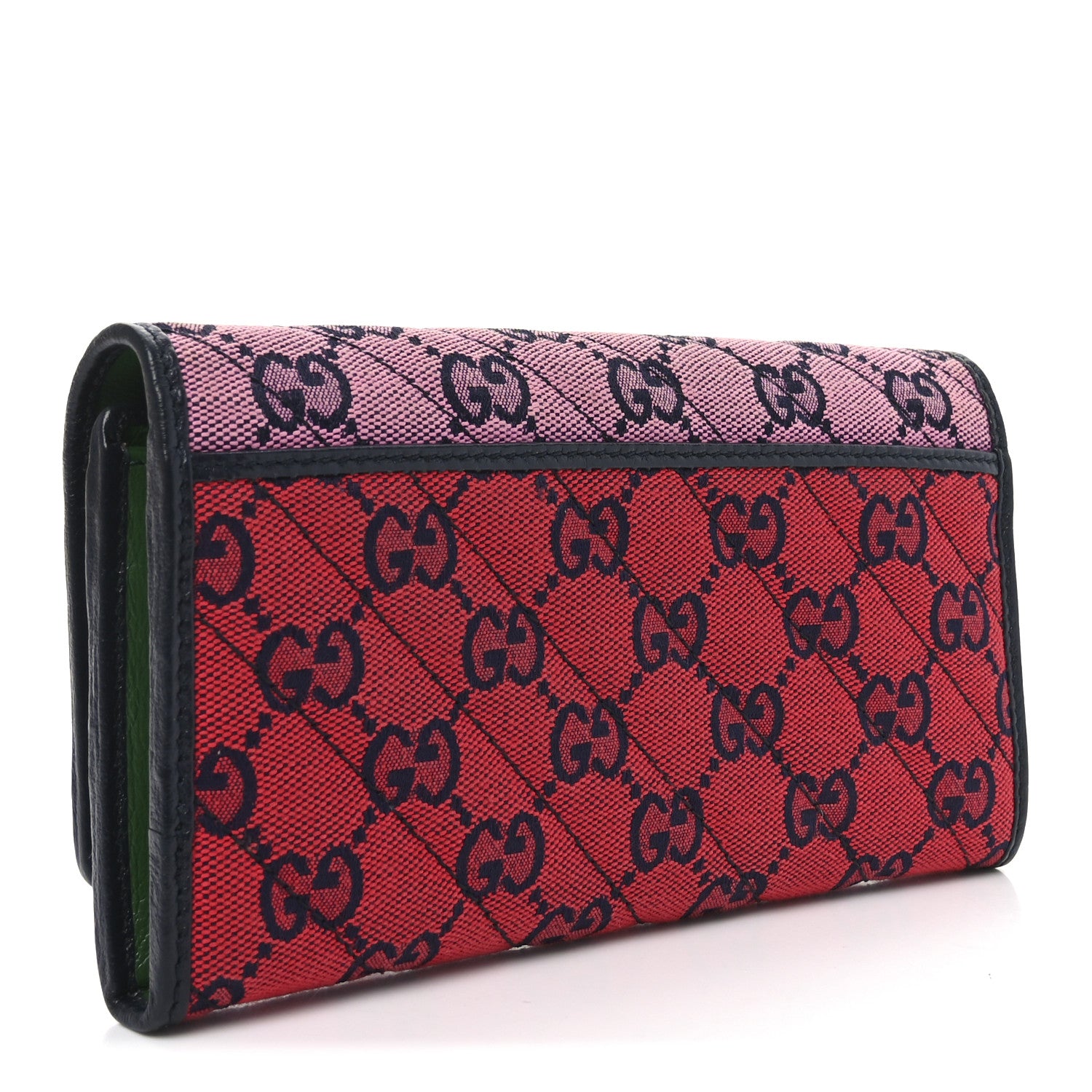Gucci Monogram Multicolor Matelasse Diagonal GG Marmont Continental Wallet Red Pink Green 3 of 8