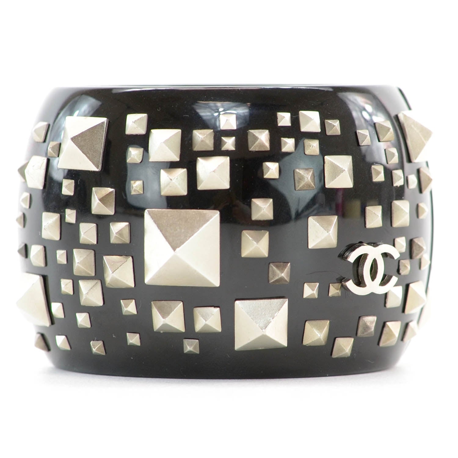 Chanel Resin Studded CC Wide Cuff Black 1 of 7