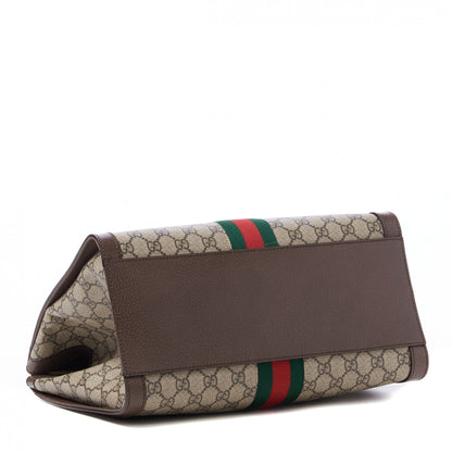 Gucci GG Supreme Monogram Web Medium Ophidia Tote Bag Brown 4 of 10