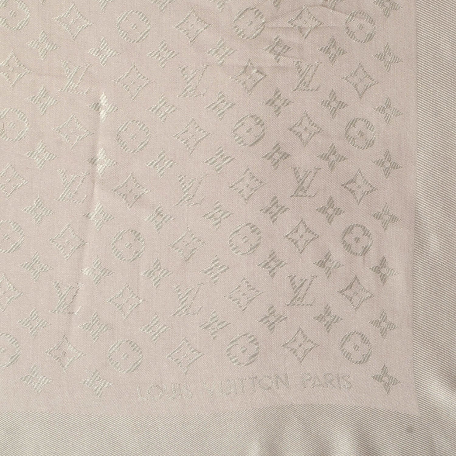 Louis Vuitton Silk Wool Monogram Shawl Beige 4 of 5
