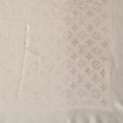 Louis Vuitton Silk Wool Monogram Shawl Beige 4 of 5