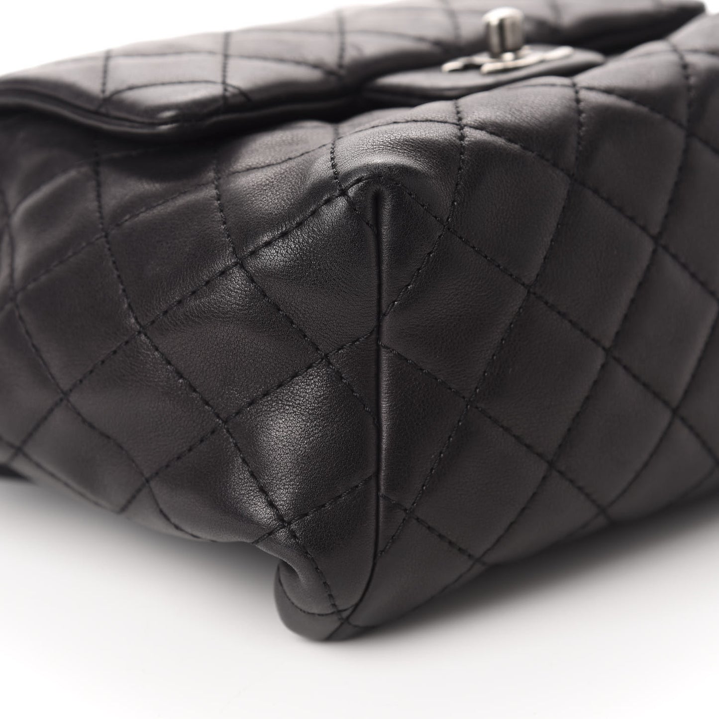 Lambskin Quilted Drawstring Backpack Black