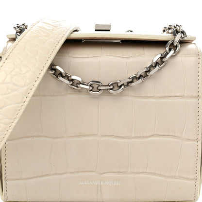 Alexander McQueen Calfskin Crocodile Embossed Box Shoulder Bag 16 White Bone 7 of 12
