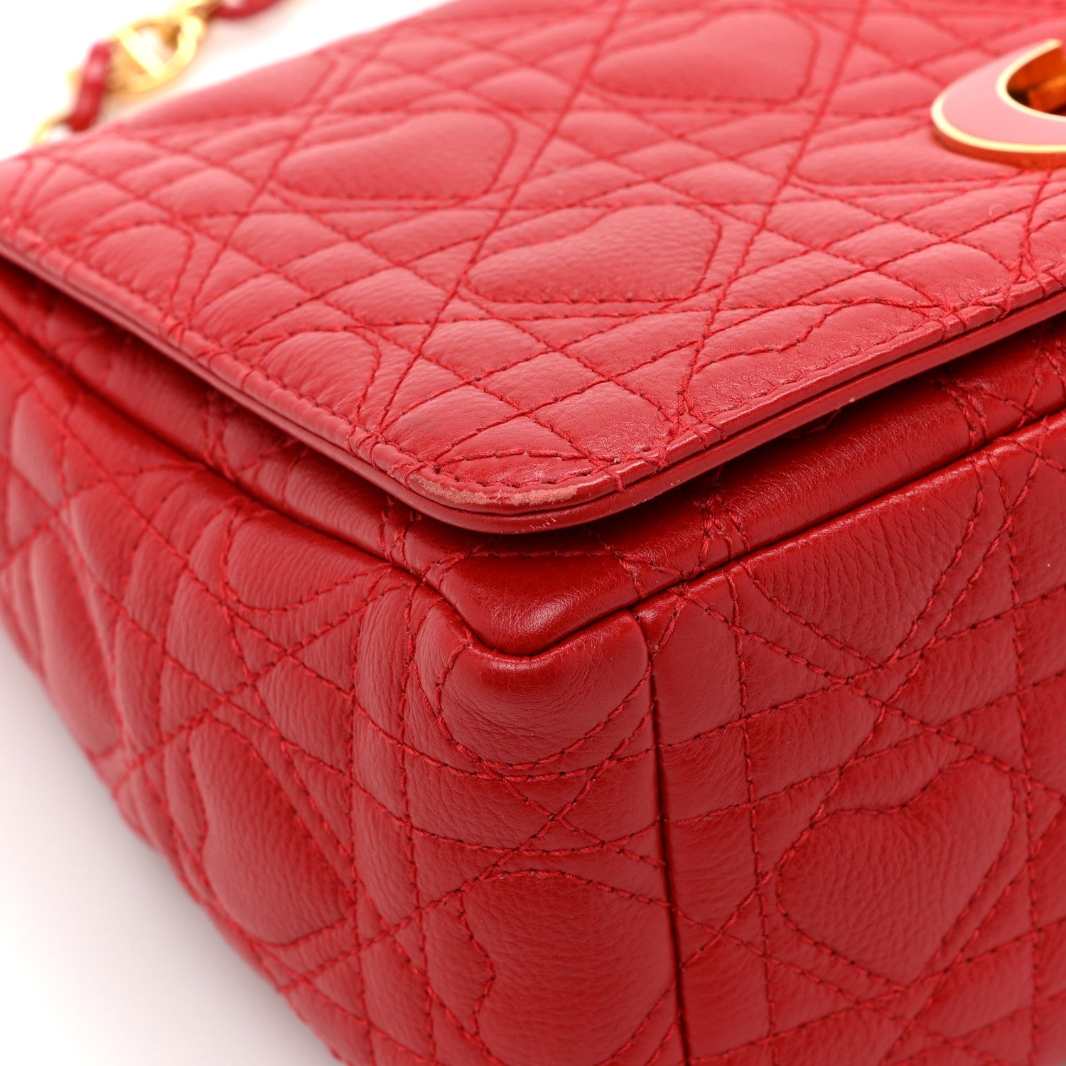 Christian Dior Calfskin Cannage Dioramour Caro Bag Bright Red 11 of 16