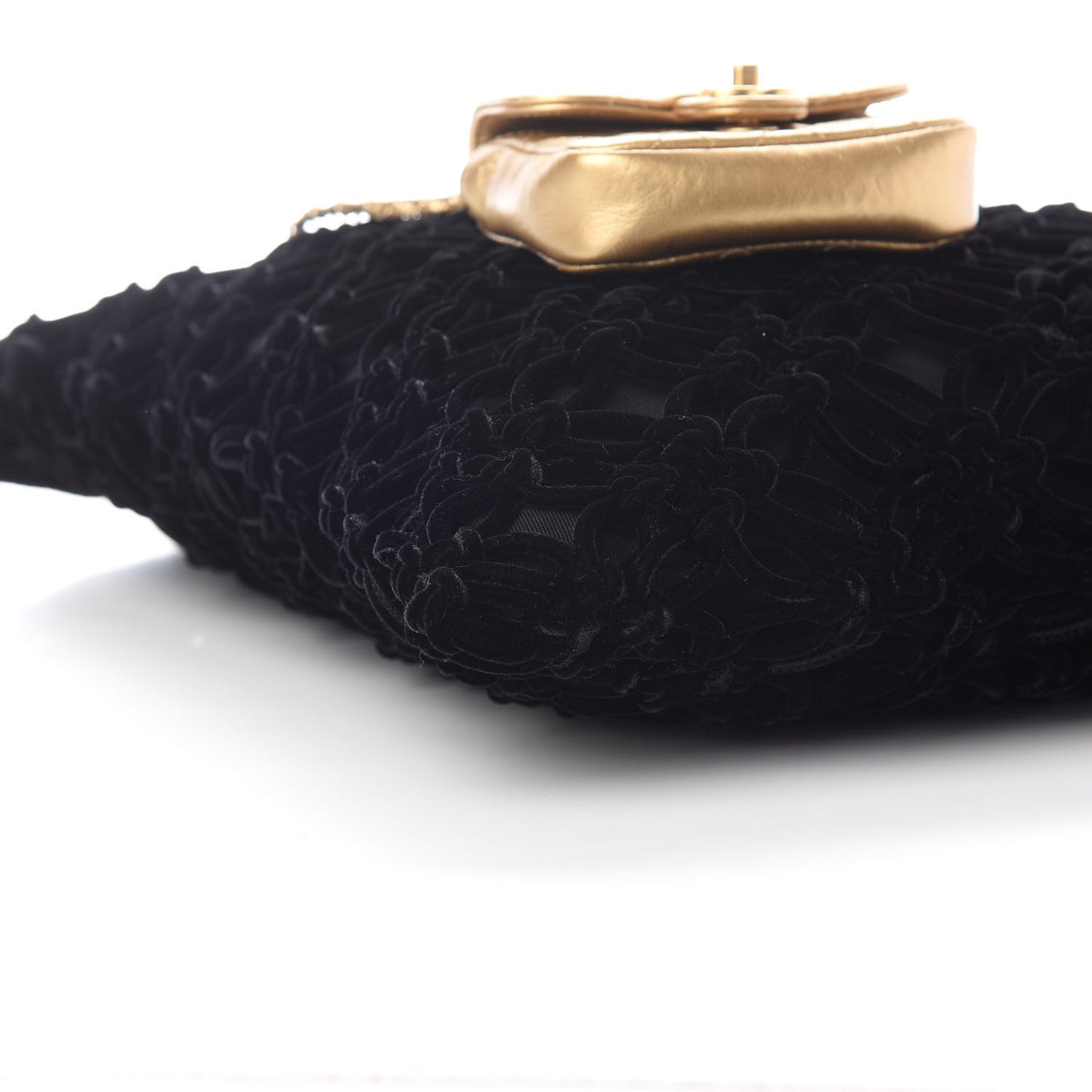 Braided Velvet Metallic Lambskin Precious Net Tote Black