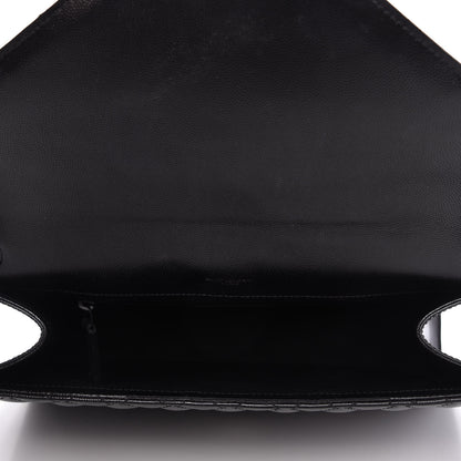 Saint Laurent Grain De Poudre Textured Mixed Matelasse Large Triquilt Monogram Monochrome Satchel Black 6 of 11