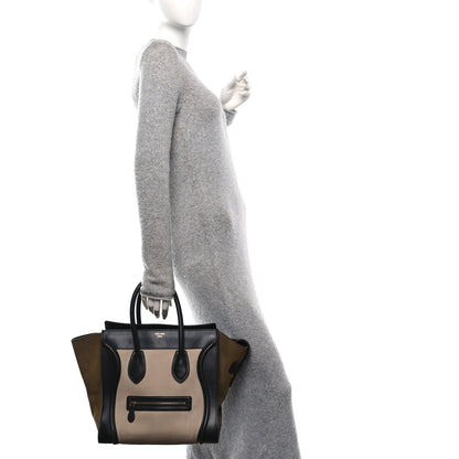 Celine Satin Calfskin Suede Mini Tri-Color Luggage Seashell 2 of 13