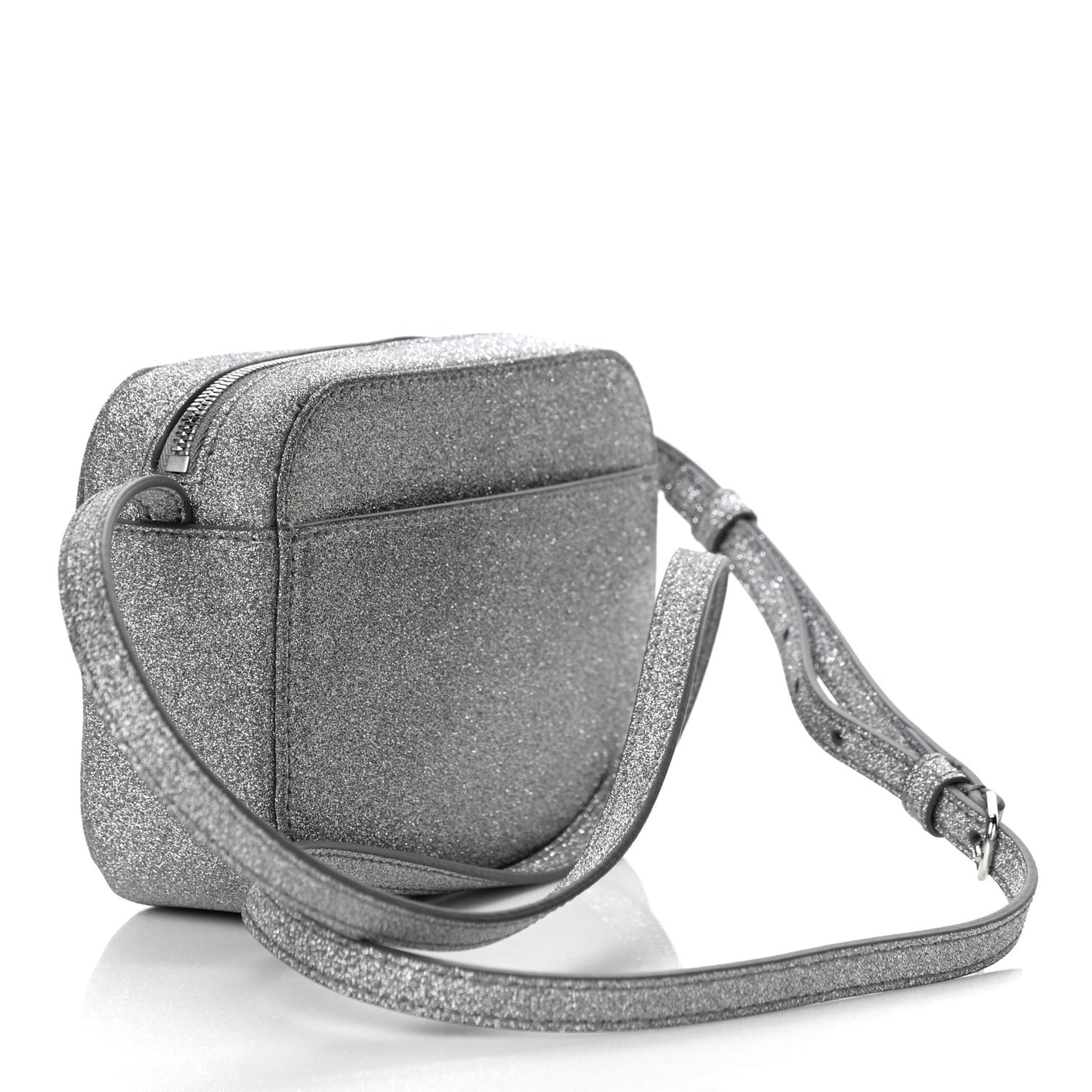 Glitter Calfskin Logo XS Everyday Camera Bag Silver