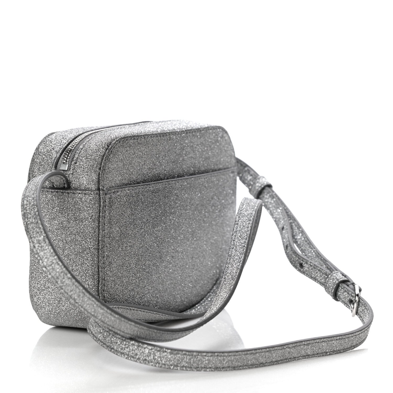 Balenciaga Glitter Calfskin Logo XS Everyday Camera Bag Silver 3 of 11