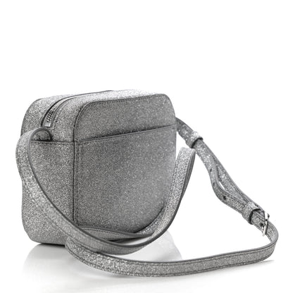 Balenciaga Glitter Calfskin Logo XS Everyday Camera Bag Silver 3 of 11