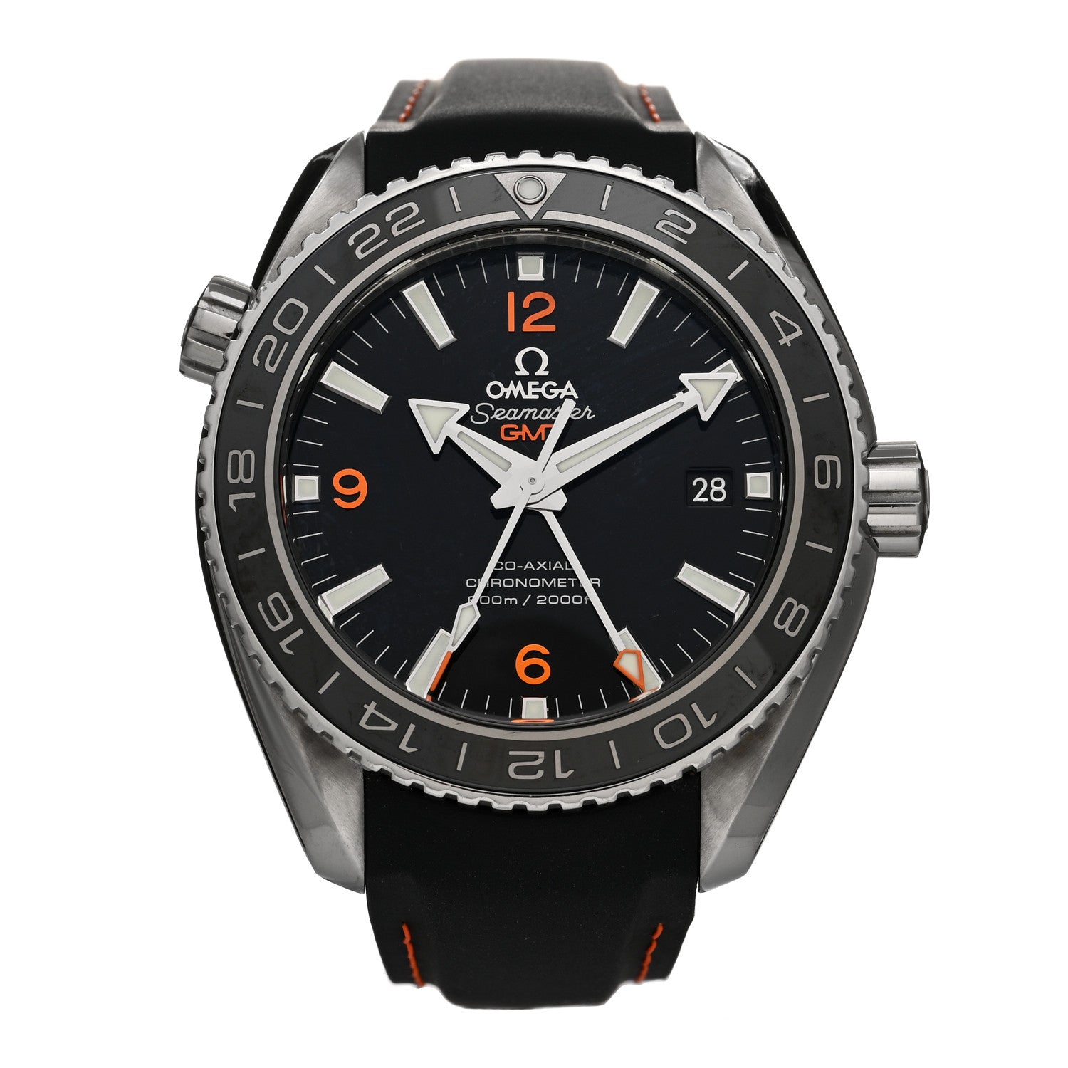 Omega Stainless Steel Calfskin 43mm Seamaster Planet Ocean GMT Co-Axial Chronometer Automatic Watch Black 232.32.44.22.01.002 1 of 4