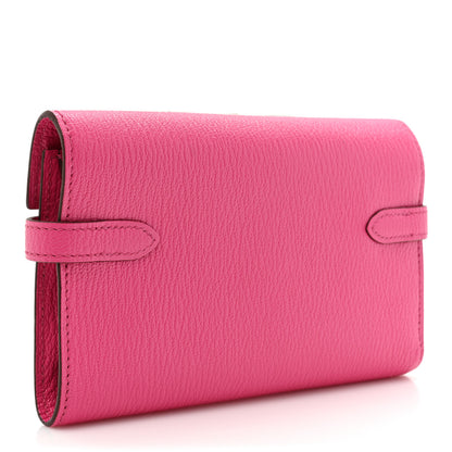 Hermes Chevre Mysore Medium Kelly Wallet Rose Shocking 3 of 11