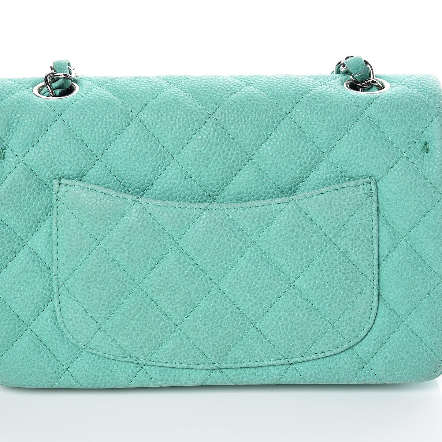 Iridescent Caviar Quilted Mini Rectangular Flap Green