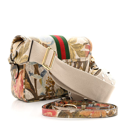 Gucci GG Supreme Monogram Water Flora Web Studded Mini Ophidia Flap Shoulder Bag Beige White Multicolor 3 of 12