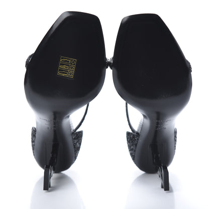 Saint Laurent Glitter Opyum Sandals 39.5 Black 5 of 13
