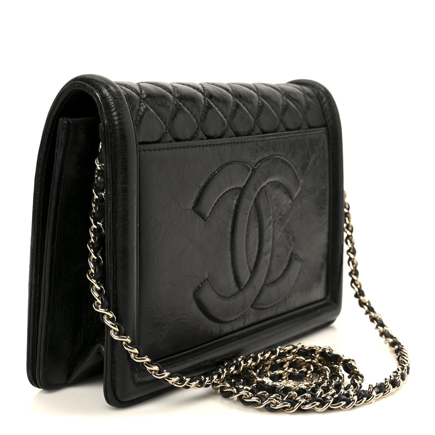 Chanel Crumpled Calfskin Quilted Flap Black 3 of 11