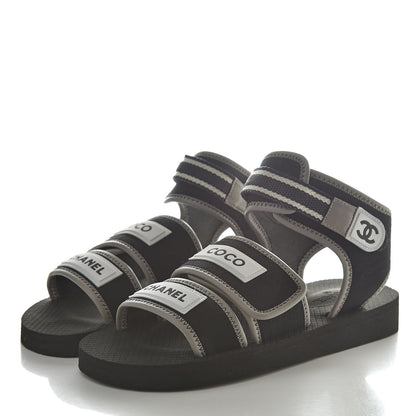 Chanel Lambskin Jersey Coco Sandals 38 Black 3 of 8