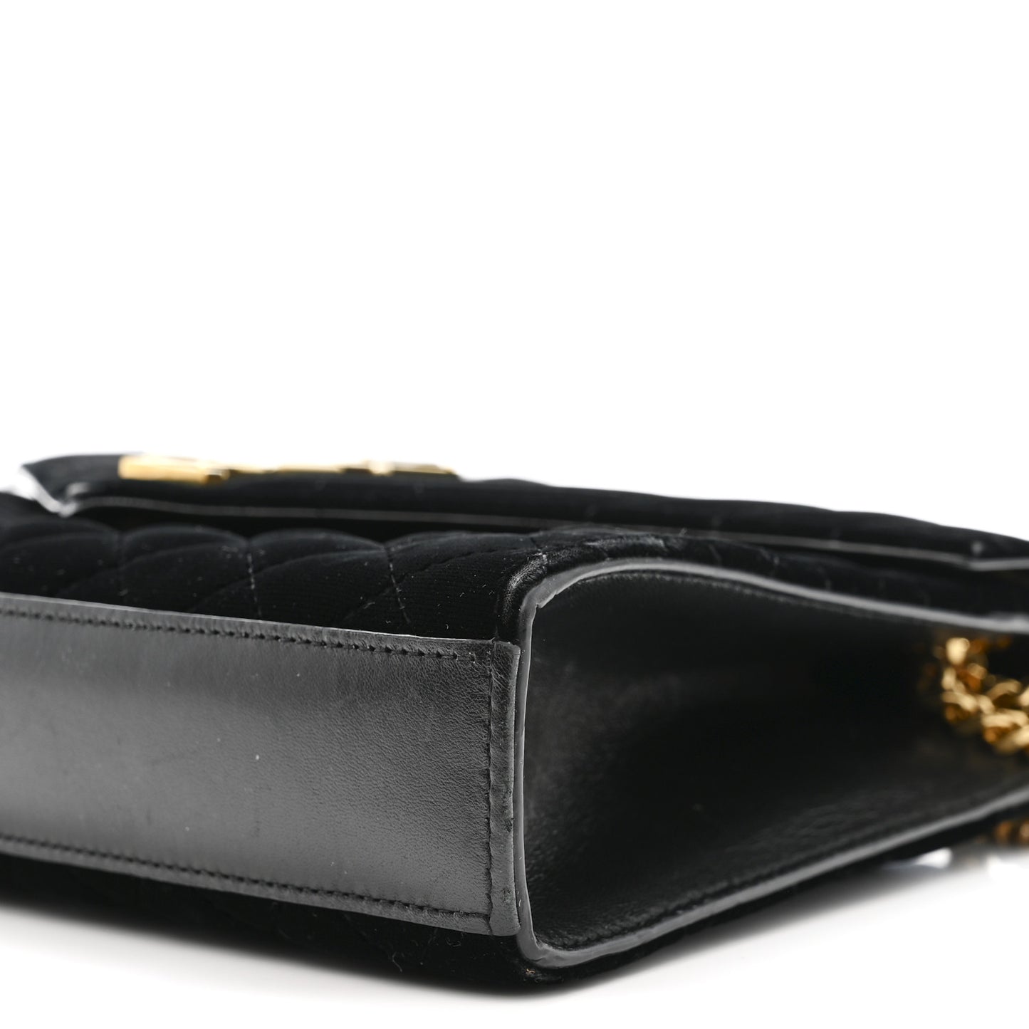 Velvet Tri-Quilt Monogram Medium College Bag Black