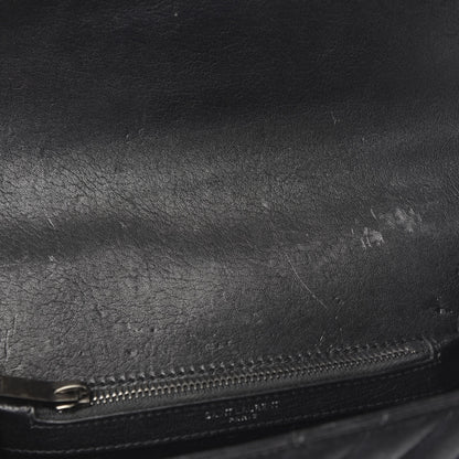 Saint Laurent Sheepskin Matelasse Chevron Monogram Medium College Bag Black 8 of 11